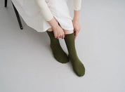 Merino wool ribbed socks - Green