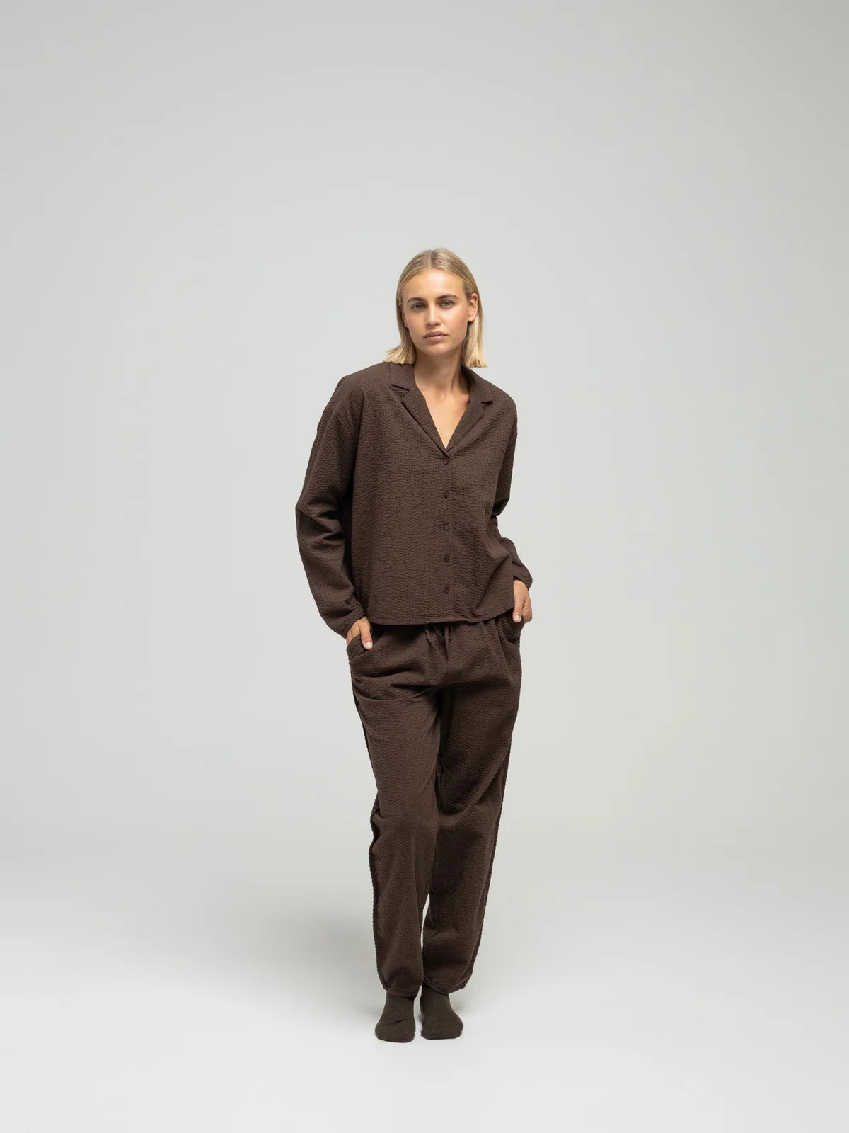 Loungesæt - brown seersucker