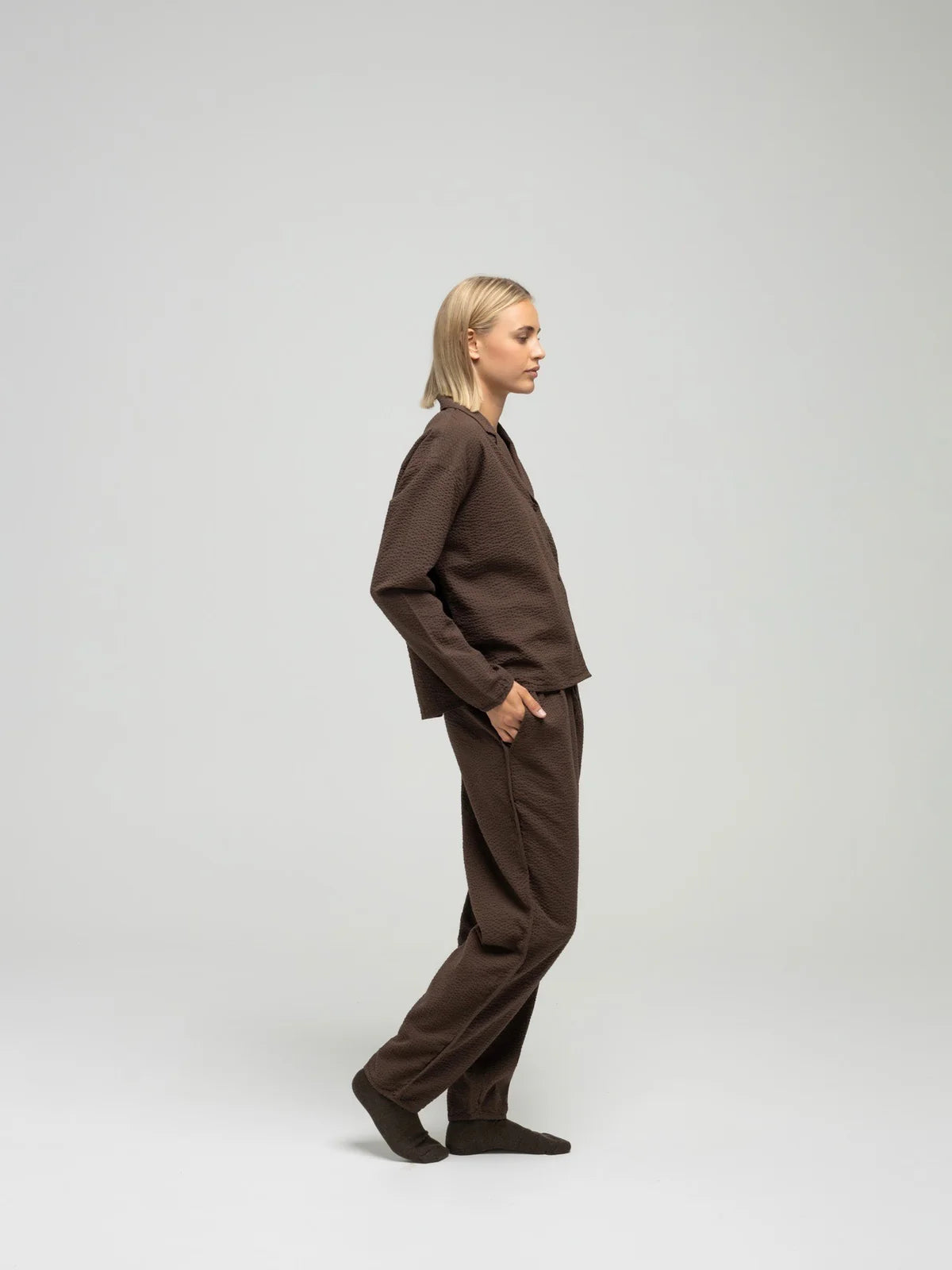 Loungesæt - brown seersucker